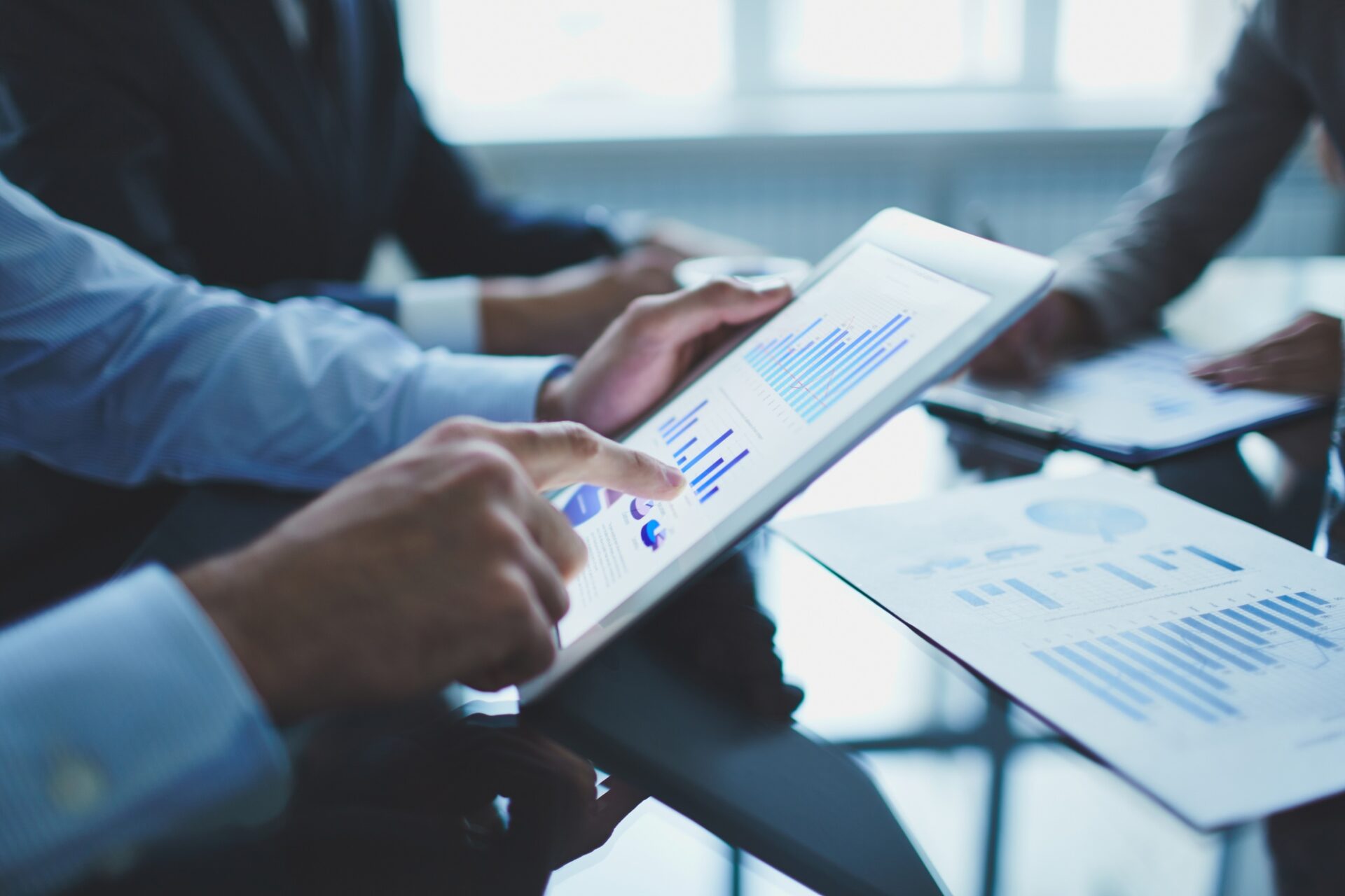 close up businessman with digital tablet close up businessman with digital tablet